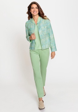 Collarless Cropped Tweed Blazer