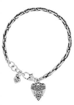 women's crystal love charm bracelet in silver