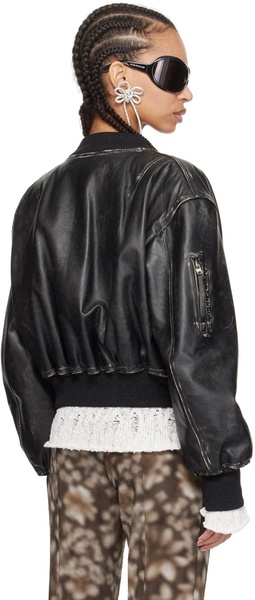 Black Distressed Leather Jacket