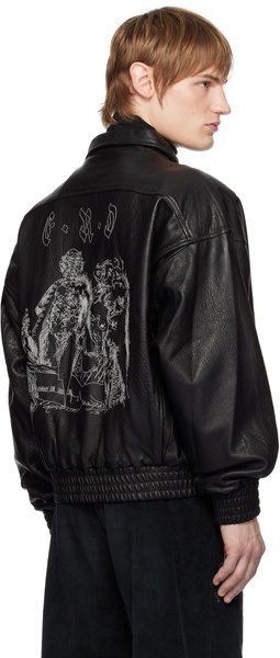 Black Painter's Wives Library Leather Jacket