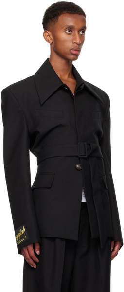 Black Phoebe Shirt Collar Blazer