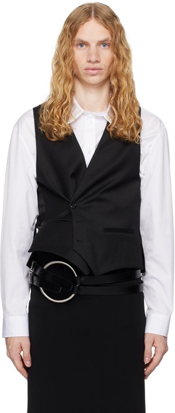 Black Ove Asymmetric Closure Waistcoat