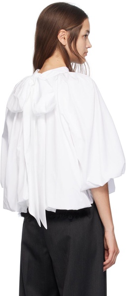 White Back Bow Balloon Blouse