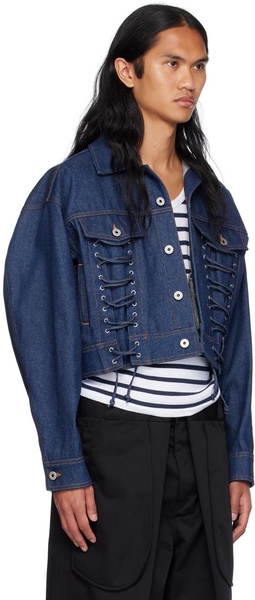 Blue Lace-Up Denim Jacket