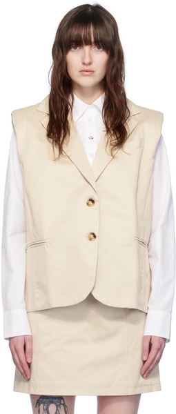 Beige Sleeveless Blazer