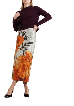 Floral-Printed Pencil Midi Skirt