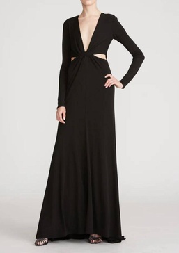 andie matte jersey twist gown in black