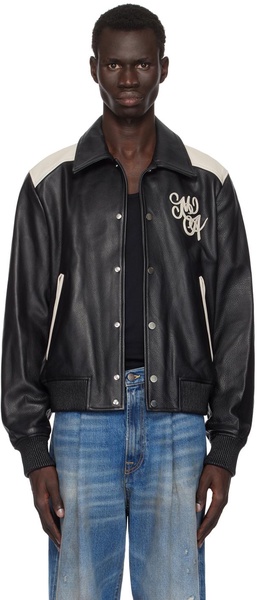 Black MA Swirl Band Leather Jacket