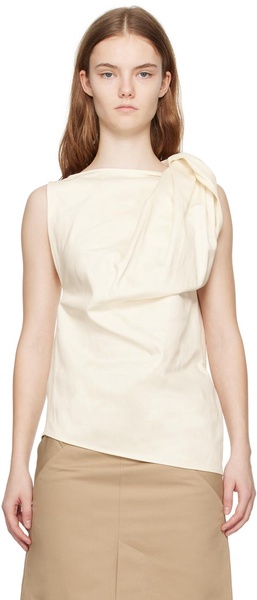 Off White Shoulder-Twist Blouse