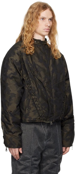 Green Camouflage Lace-Up Padded Jacket