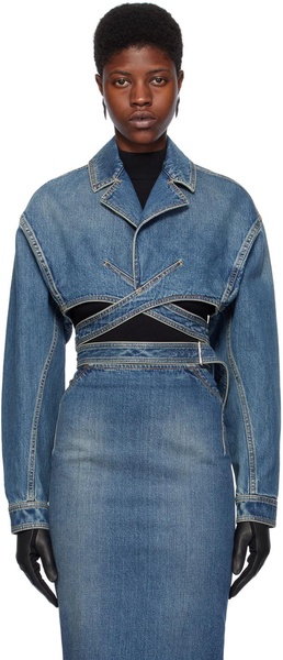 Blue Cross-Over Denim Jacket