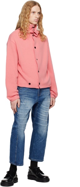 Pink Mock Neck Cardigan