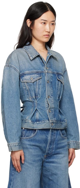 Blue Leela Belted Denim Jacket