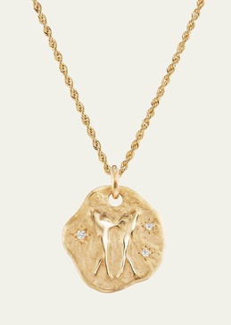 18K Yellow Gold Large Diamond Zodiac Pendant Necklace