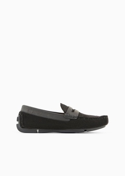 Micro-perforated suede driving loafers