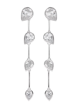 Crystal-embellished rhodium-plated drop earrings 