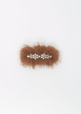 Faux Fur & Crystal Hairslide