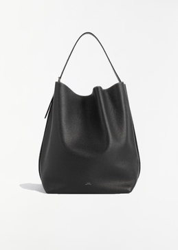 Belted Leather Tote — Black