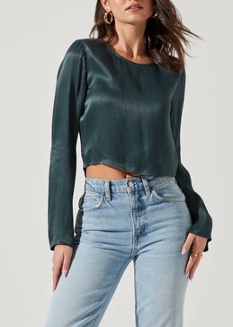 petra satin chain link top in dark green