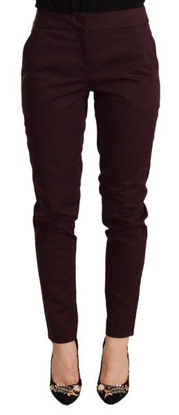 Just Cavalli Maroon Mid Waist Skinny  Trouser Pants