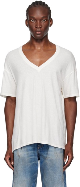 White V-Neck Boxy Seamless T-Shirt