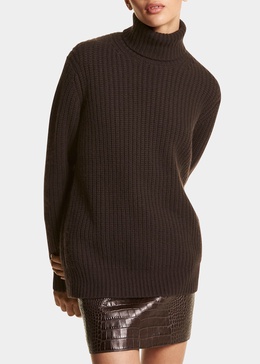 Turtleneck Shaker Cashmere Sweater