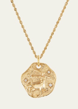 18K Yellow Gold Large Diamond Zodiac Pendant Necklace