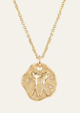 18K Yellow Gold Mini Diamond Zodiac Pendant Necklace