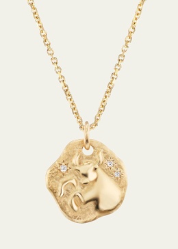 18K Yellow Gold Mini Diamond Zodiac Pendant Necklace