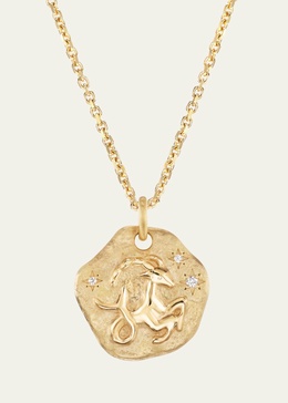 18K Yellow Gold Mini Diamond Zodiac Pendant Necklace