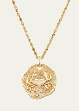 18K Yellow Gold Large Diamond Zodiac Pendant Necklace