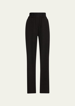 Logo Banded Straight Leg Wool Pants