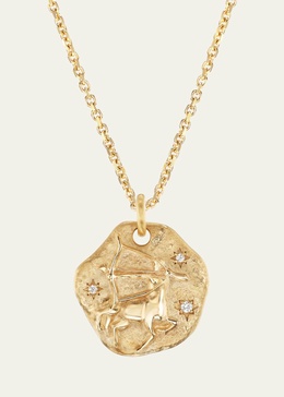 18K Yellow Gold Mini Diamond Zodiac Pendant Necklace