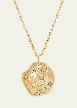 18K Yellow Gold Mini Diamond Zodiac Pendant Necklace