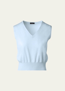 Sea Island Cotton Knit V-Neck Top