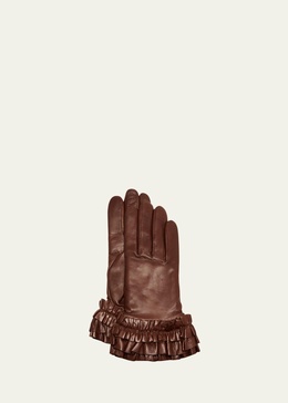 Ruffle Cuffs Leather Gloves