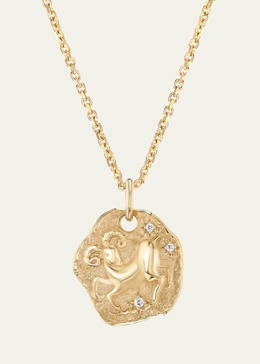 18K Yellow Gold Mini Diamond Zodiac Pendant Necklace