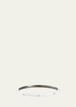 New World Enamel Bangle w/ 14k Gold Crivelli, White, Medium