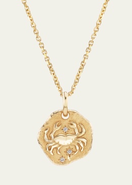 18K Yellow Gold Mini Diamond Zodiac Pendant Necklace