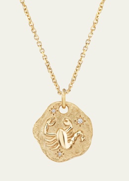 18K Yellow Gold Mini Diamond Zodiac Pendant Necklace