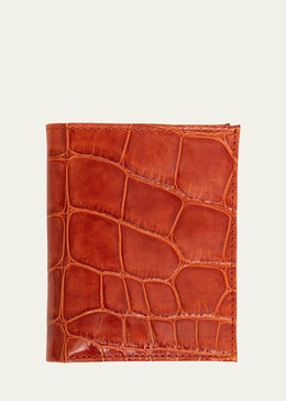 Men's Glazed Alligator Compact Wallet; Monogram Available