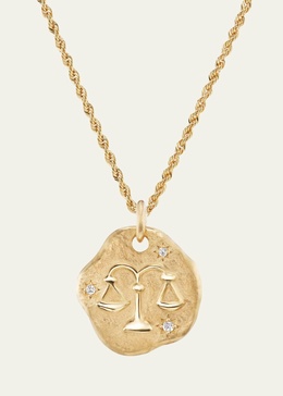 18K Yellow Gold Large Diamond Zodiac Pendant Necklace