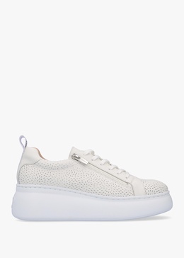 Woperf Off White Leather Perforated Trainers