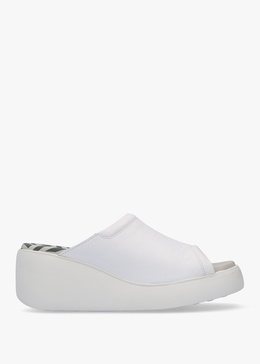 Doli White Leather Wedge Mules