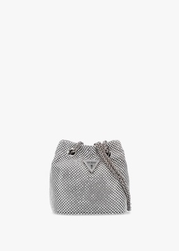 Lua Silver Diamante Chain Mesh Pouch