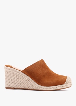 Pennie Brown Suede Blackless Wedge Espadrilles