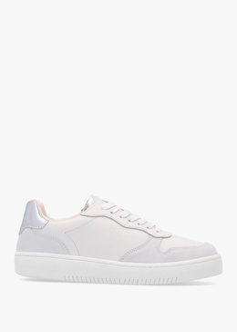 Celeste White Silver Leather Trainers