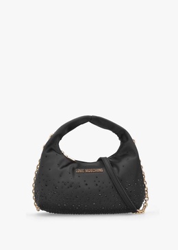 Majestic Black Rhinestone Hobo Bag