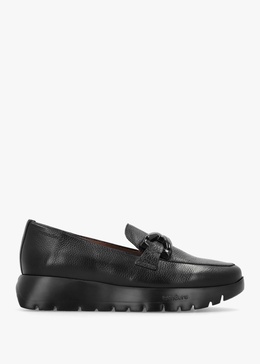 Rose Black Leather Pebbled Leather Loafers