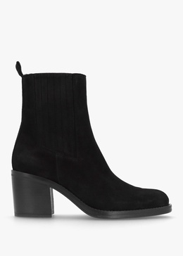 Adios Black Suede Western Chelsea Mid-Heel Boots